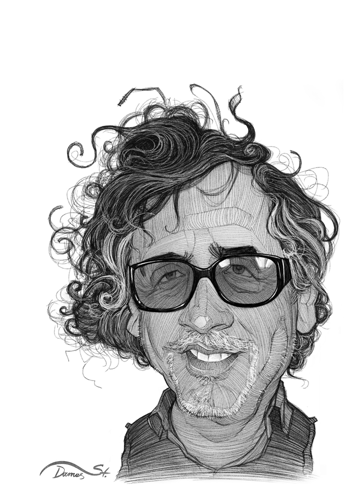 sketch famous digital pencil b&w editorial Celebrity art