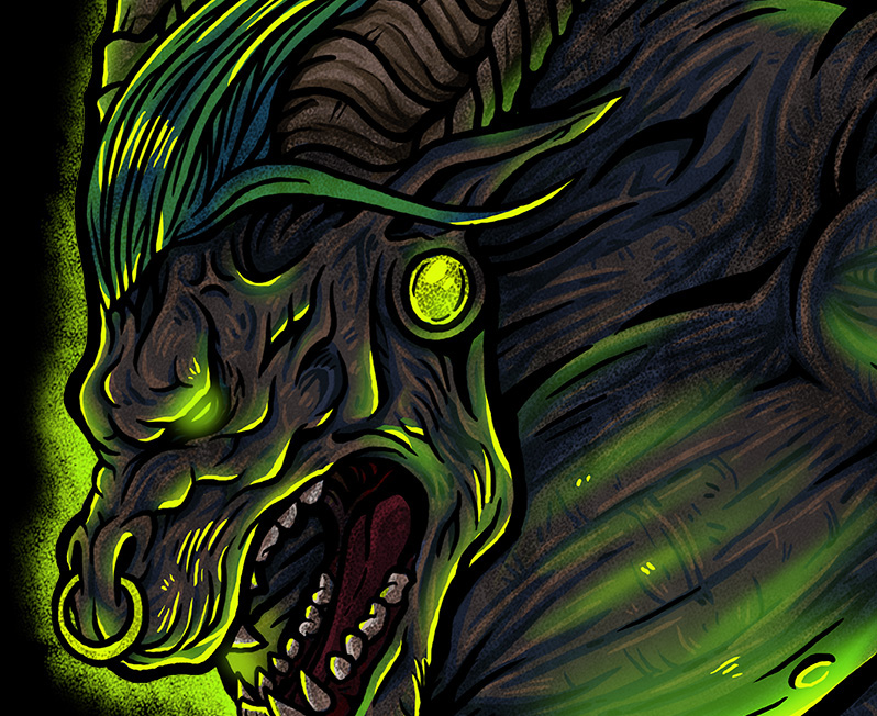 shirt t-shirt acid beast deathcore metalcore progressive design merch illustration green infernal