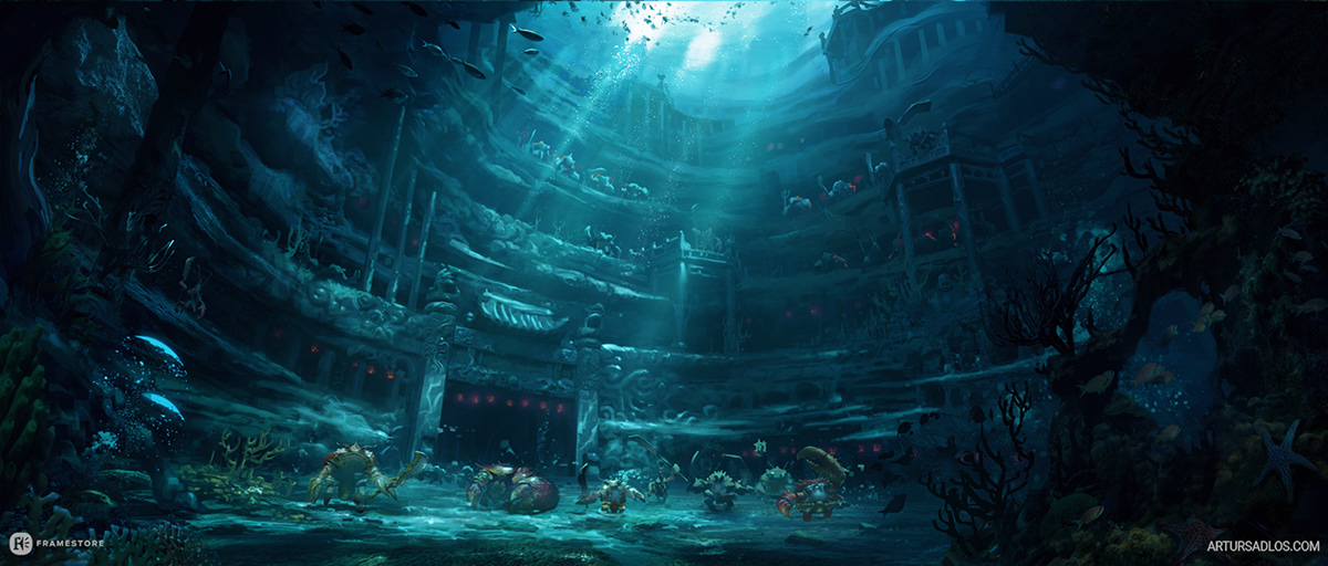 conceptart fantasyart chinese characterdesign conceptartist underwater themepark china EnviromentDesign digitalpainting