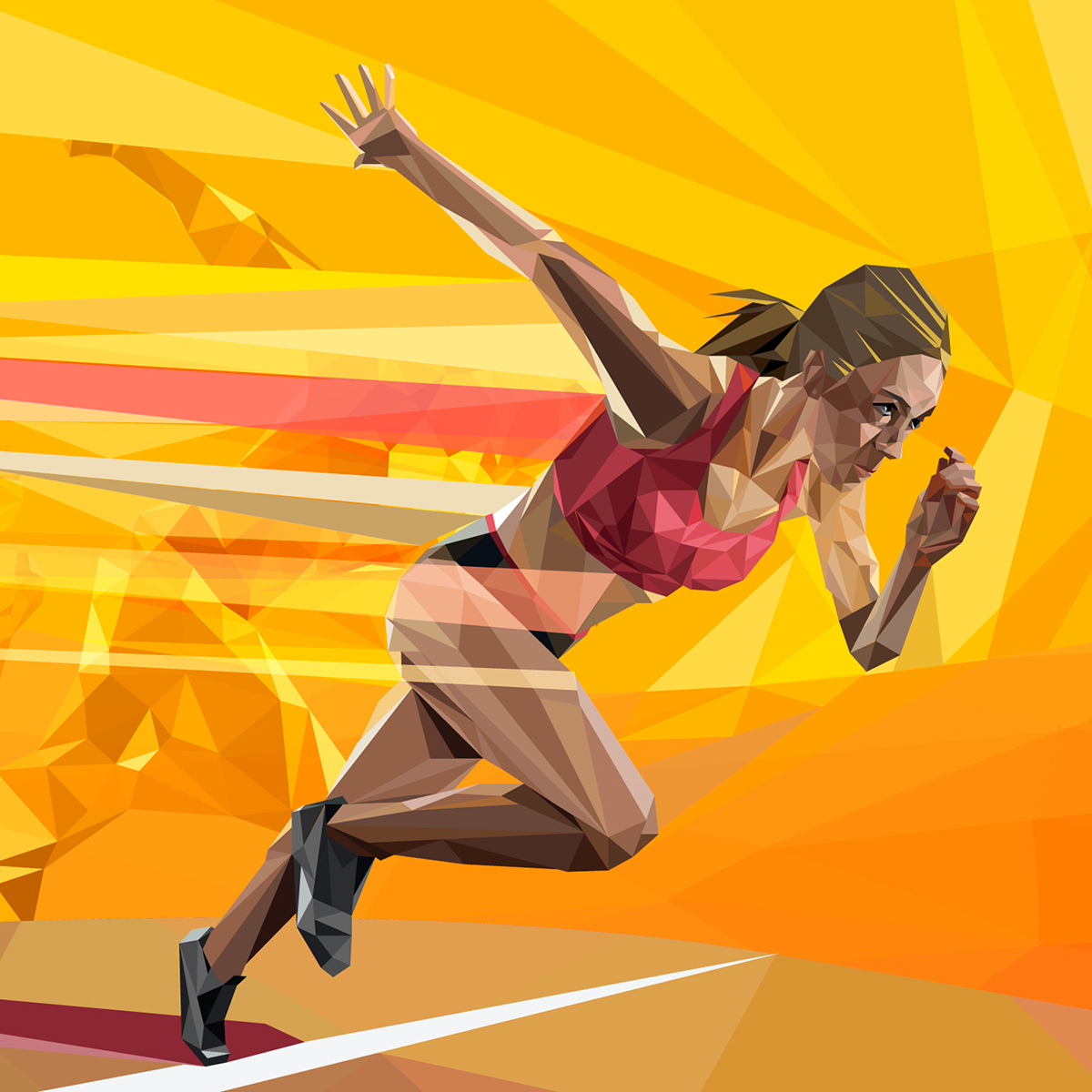 runner sport triangulate Low Poly vector graphicks Picture calendar