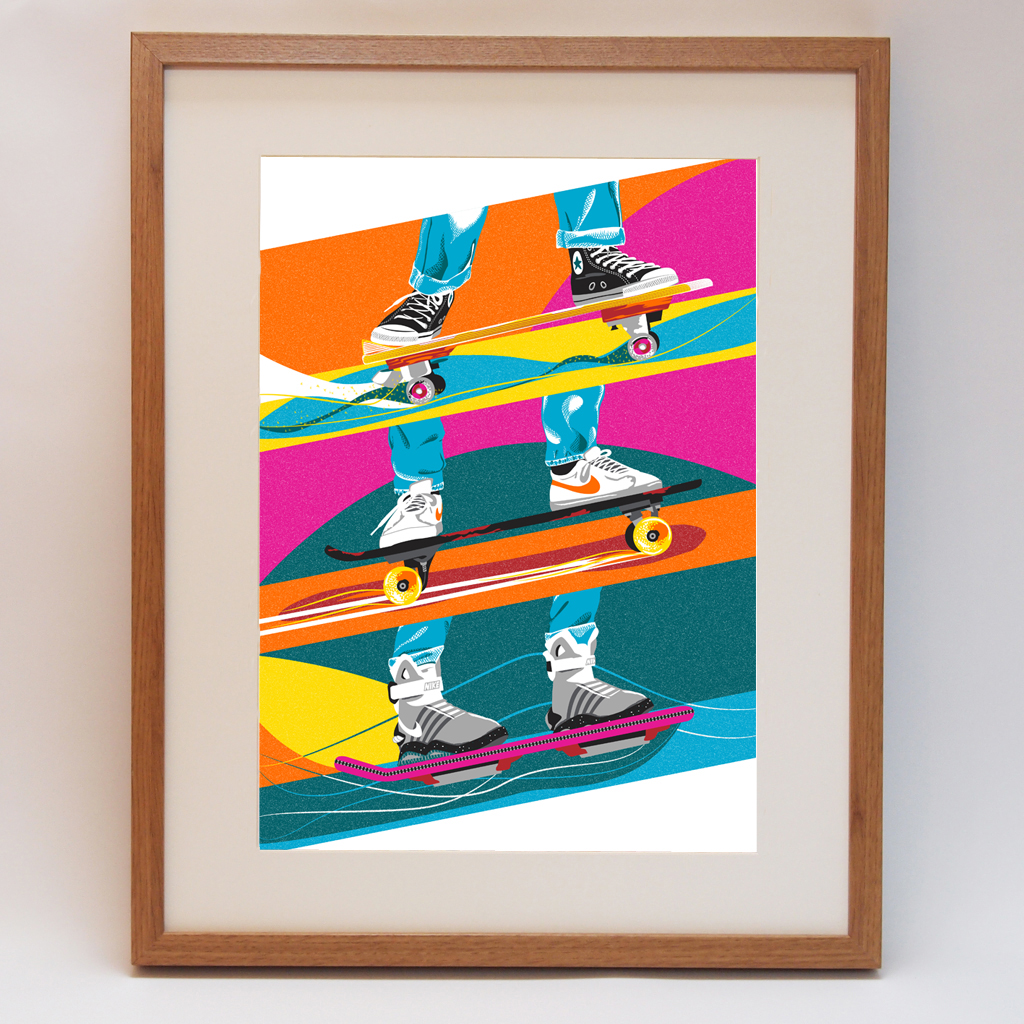 art Exhibition  print charity cancer Cinema Movies pop culture bttf films sneakers shoes skateboarding Nike converse