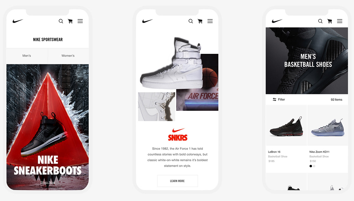 digital design e-commerce mobile design Nike nike.com product design  Product Storytelling