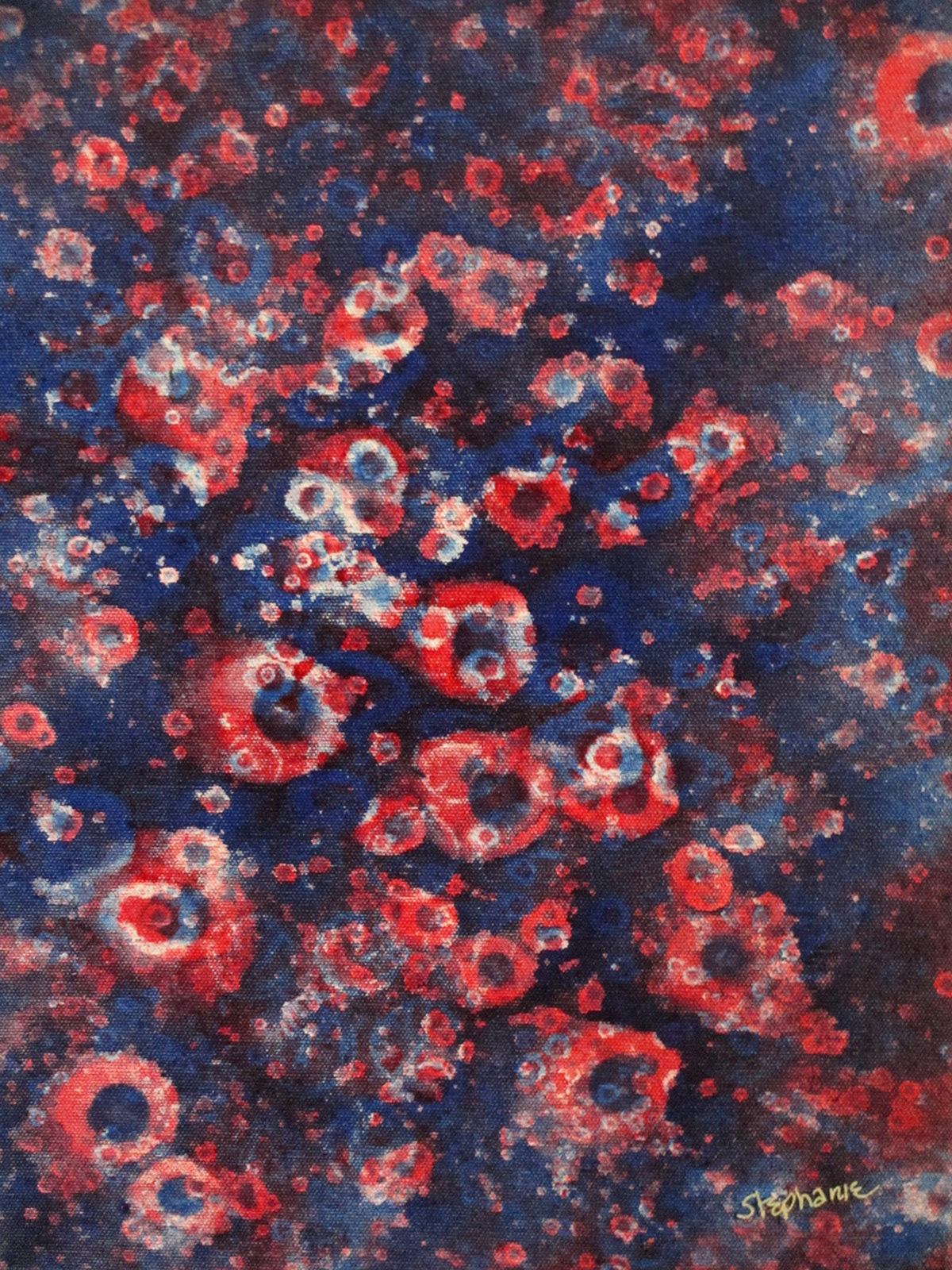 abstract acrylic creation canvas blue red
