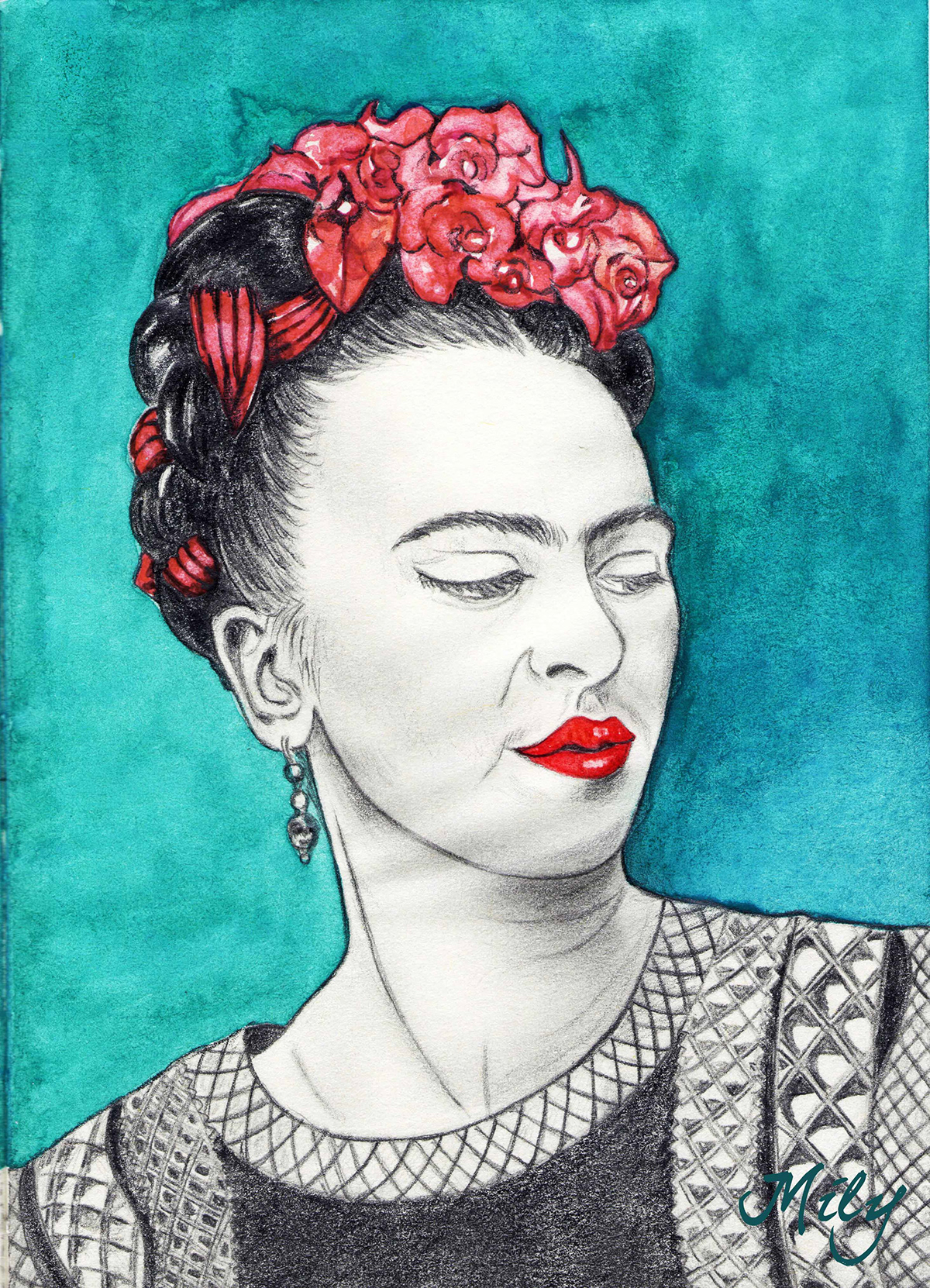 Frida Kahlo  portrait frida kahlo painting Watercolours collage minibook Flowers bird captus frida kahlo portrait skull catrina