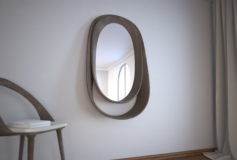mirror holder curved wood