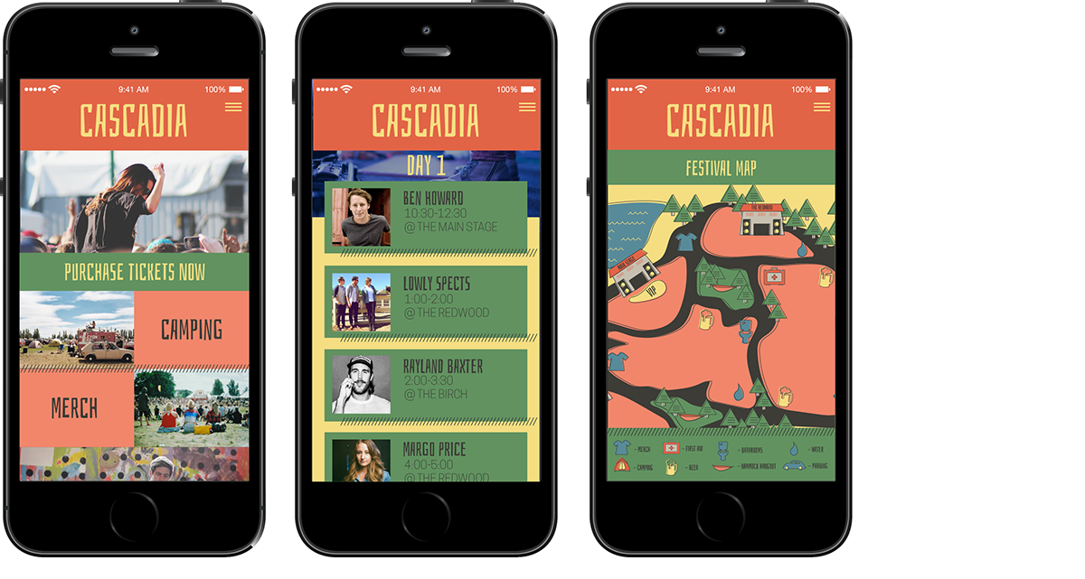 Music Festival app design Web Design 