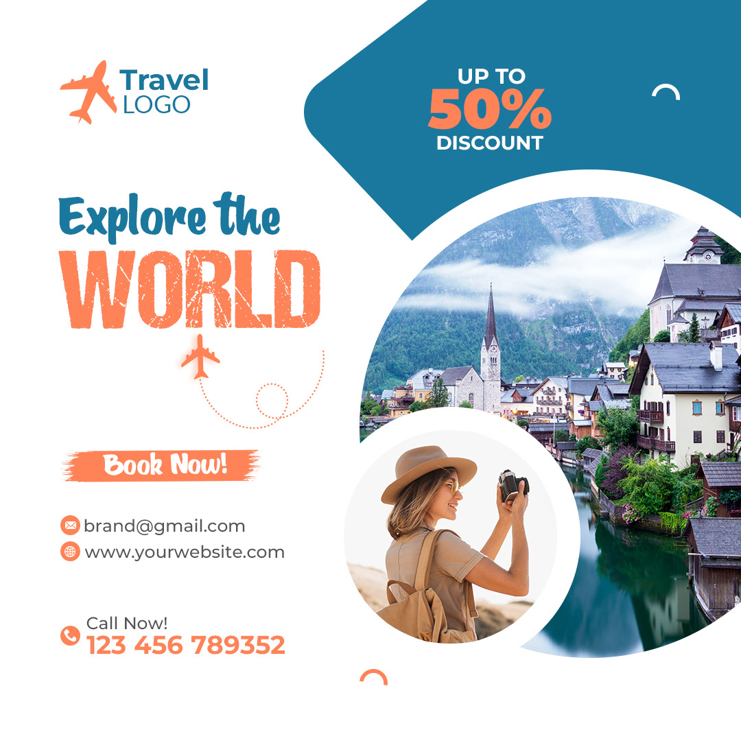 Travel travel agency traveling Advertising  Social media post ads Holiday tour travel banner tour ads banner