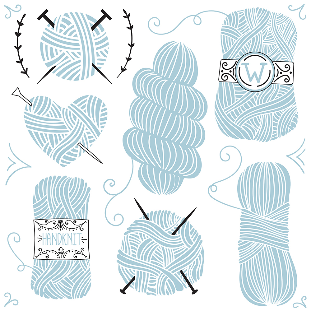 tailor sewing tools vintage knitting logo Label