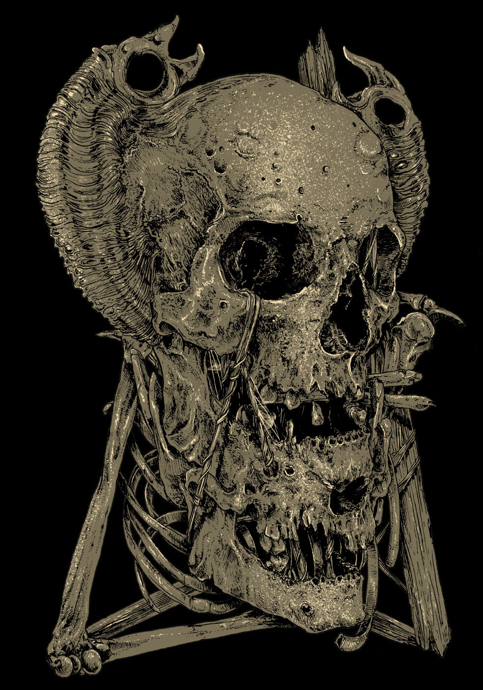 skull skulls too many skulls poster t-shirt T-Shirt designs dark evil autumn