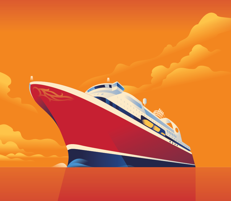 Adobe Portfolio boat cruise romance people goodbye poster Illustrator ILLUSTRATION  madsberg