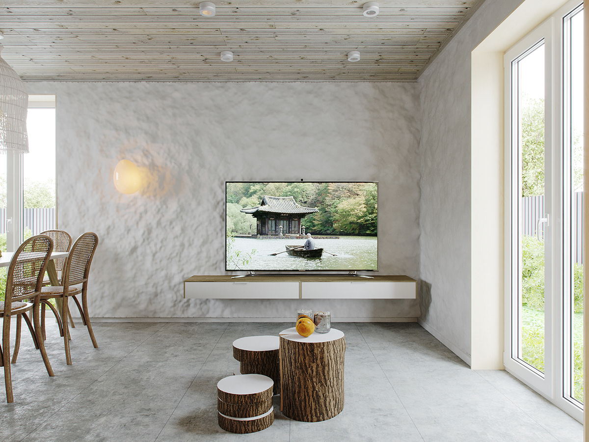 3D CGI dacha Interior interior design  private house Render Villa visualization