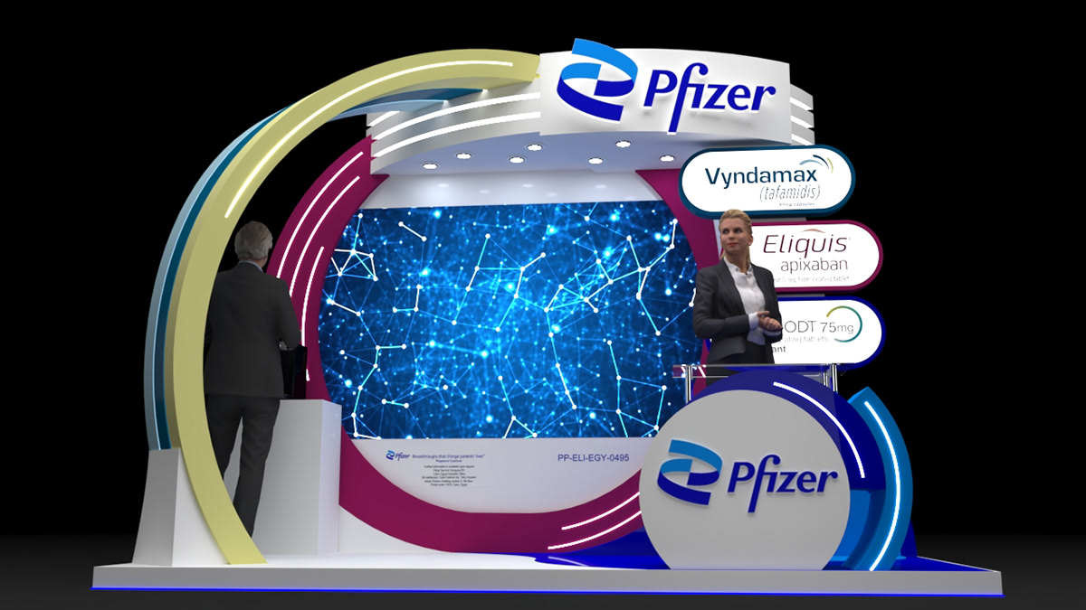 pfizer 3ds max booth design Exhibition  design Advertising  Graphic Designer Event cardio egypt