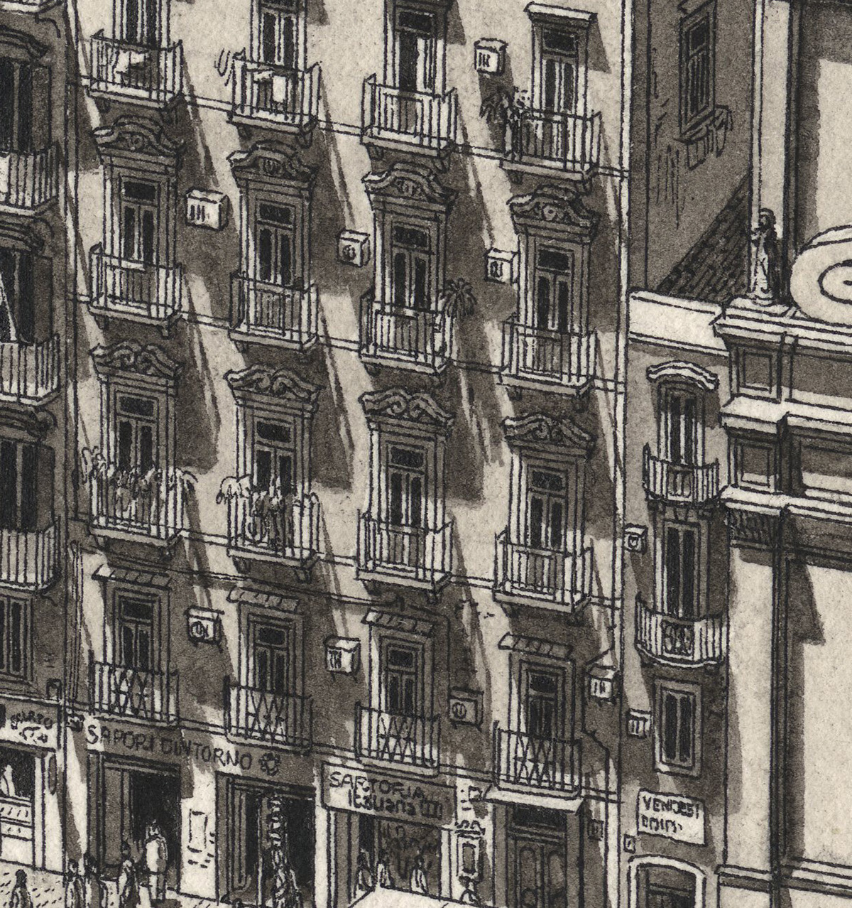 Drawing  art Italy Travel NAPOLI architecture Urban city Street people