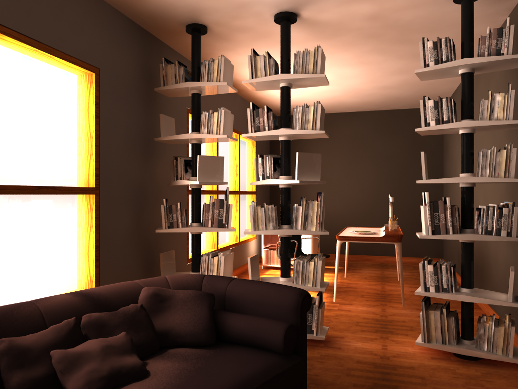 bookshelves book room separator Interior poles study
