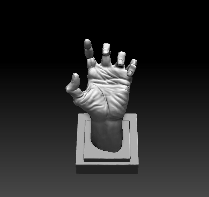 curved fingers hand pastic sculpture study Zbrush