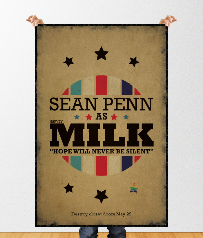 design type  vintage gay rights  milk  sean penn  movie  Movie Poster