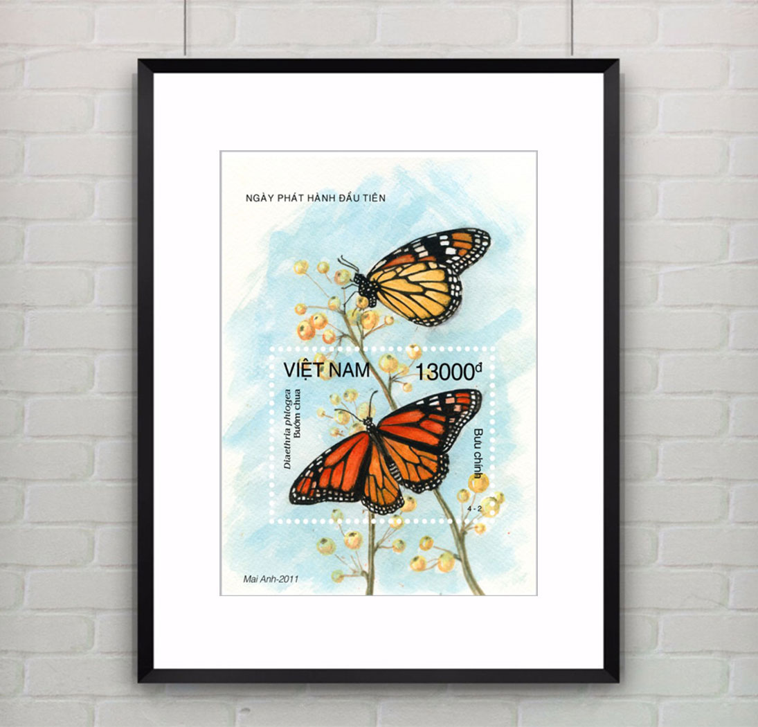 stamp illustrations watercolor butterfly