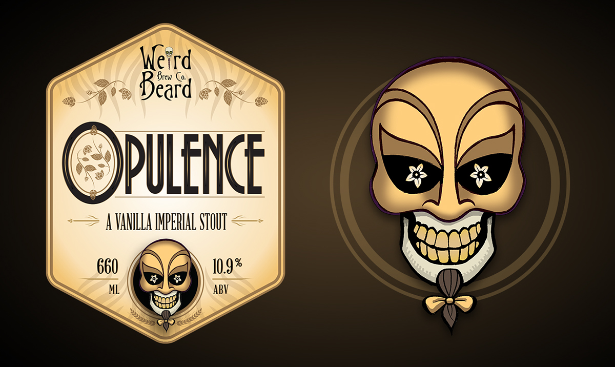Label skull beer branding  weird beard ILLUSTRATION  design