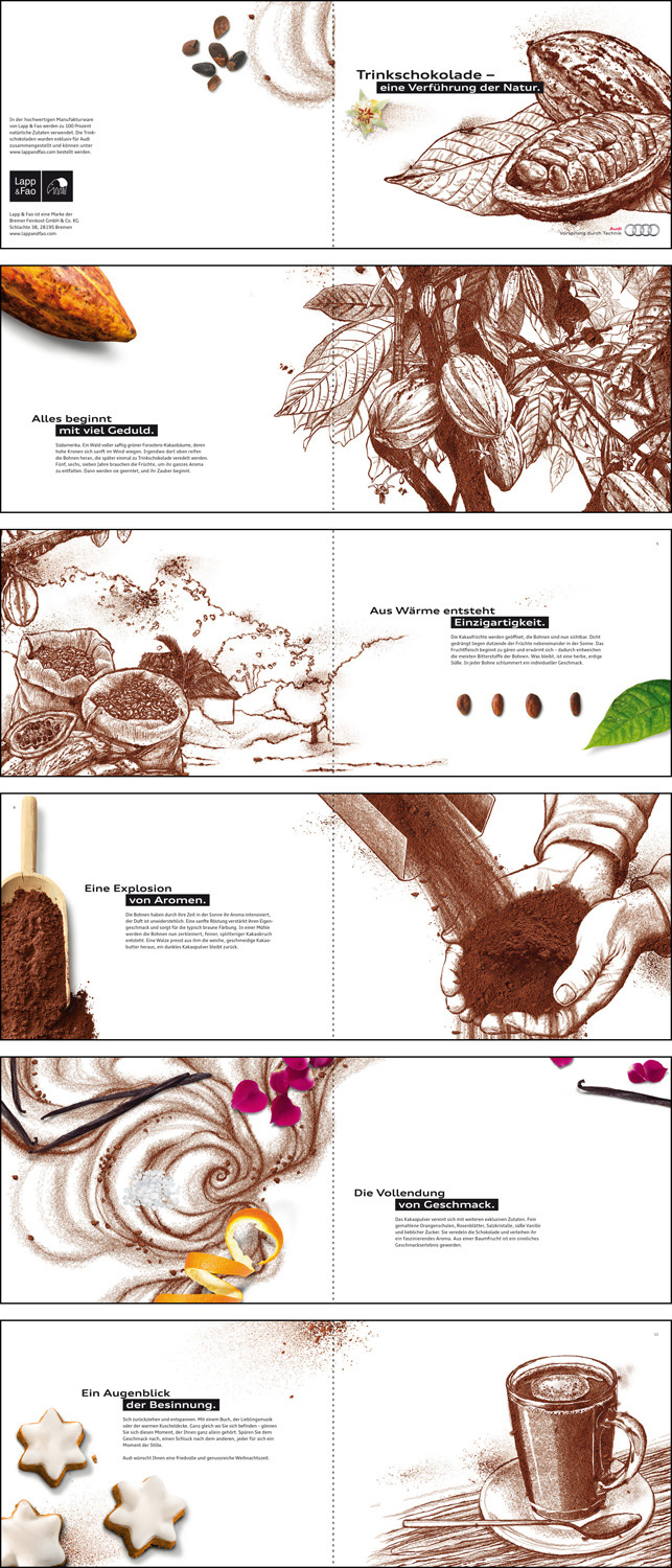 cacao  advertising   digital painting  digital art  christmas  holiday  audi Booklet  print Nature