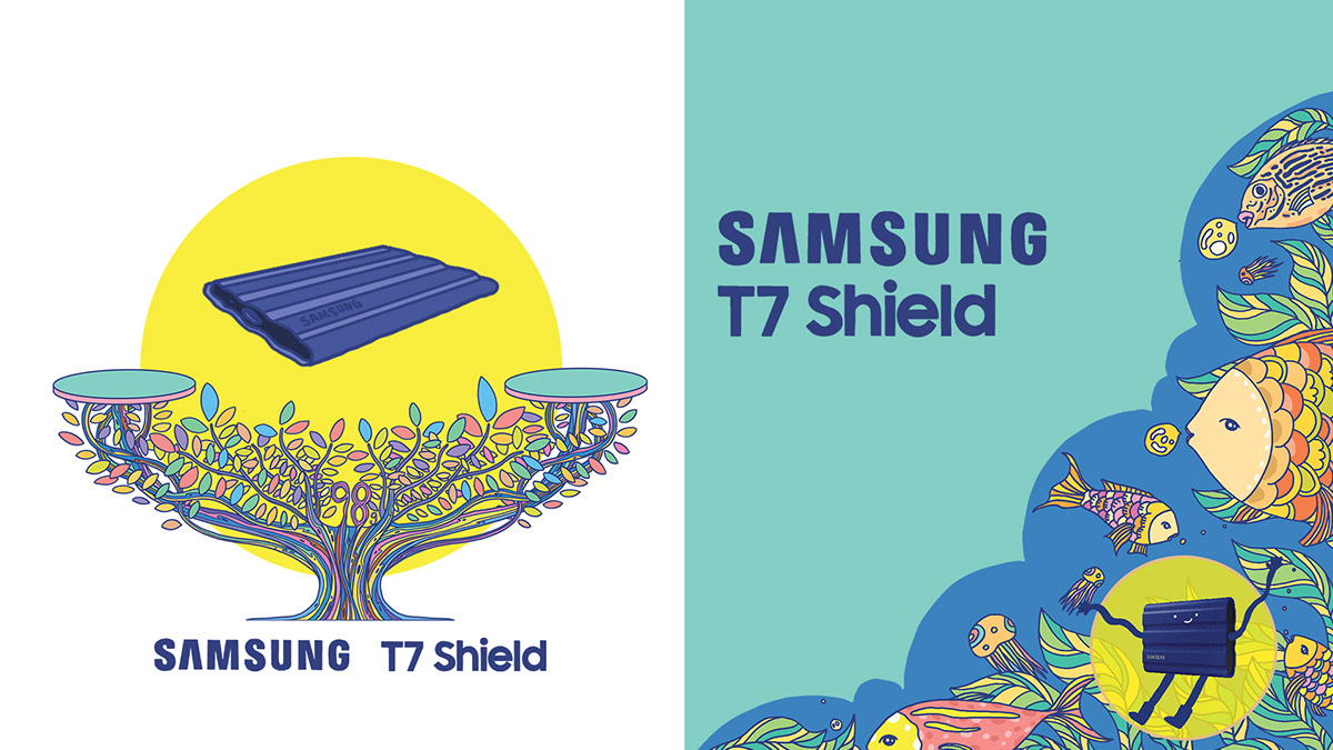 Advertising  Digital Art  digital illustration hard drive ILLUSTRATION  Logo Design poster Procreate Samsung Technology