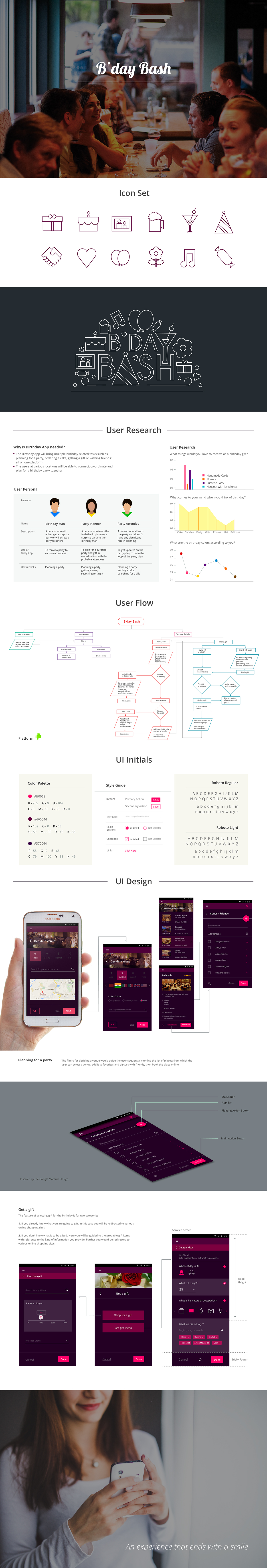 Mobile app Birthday minimal classy ux visual design experimental