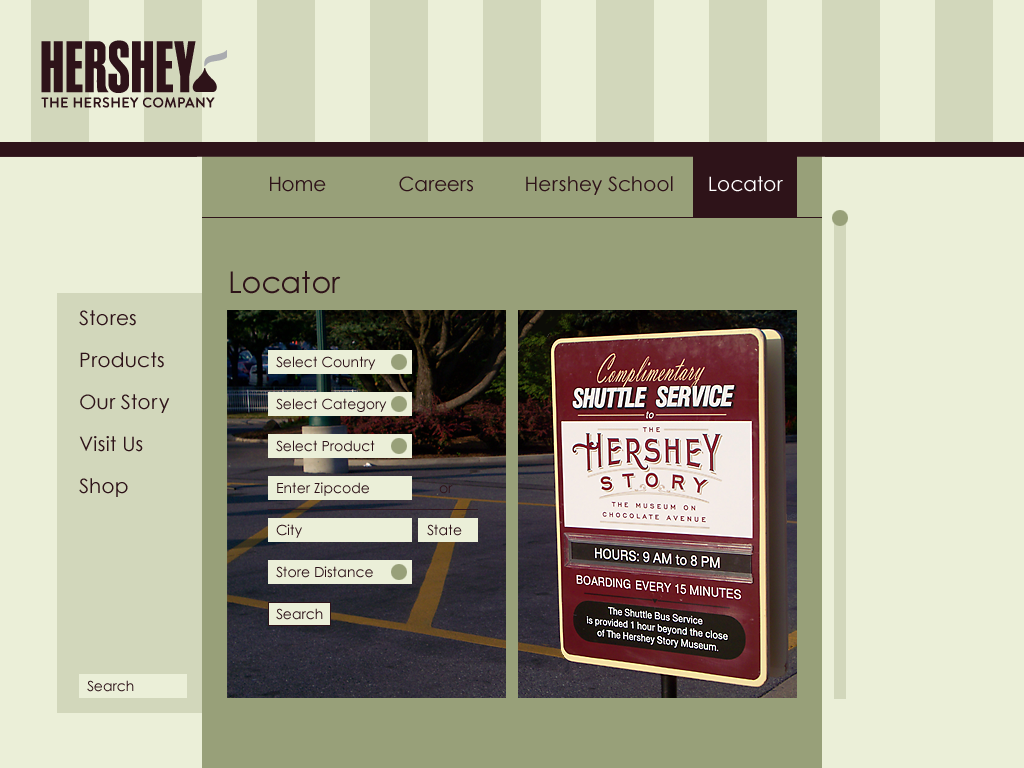 Hershey's candy Website Design classy chocolate
