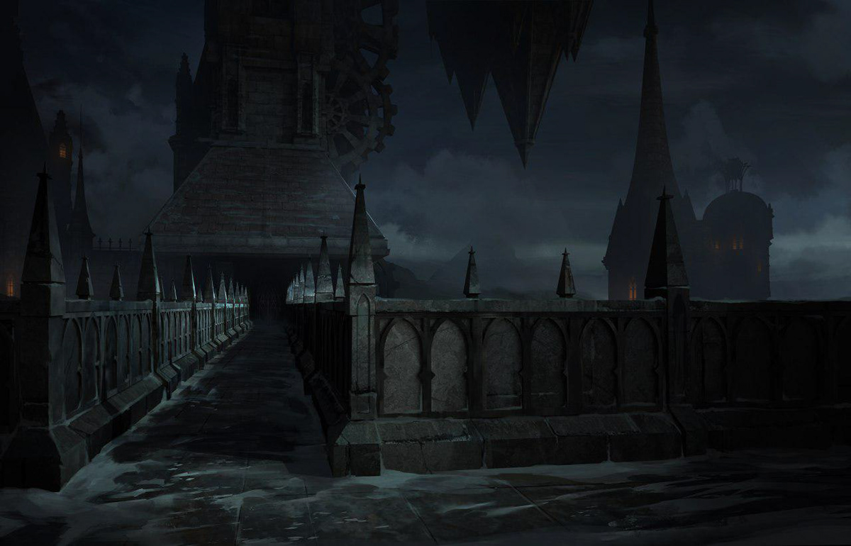 Castlevania Netflix dracula Castle background environment painting   digital