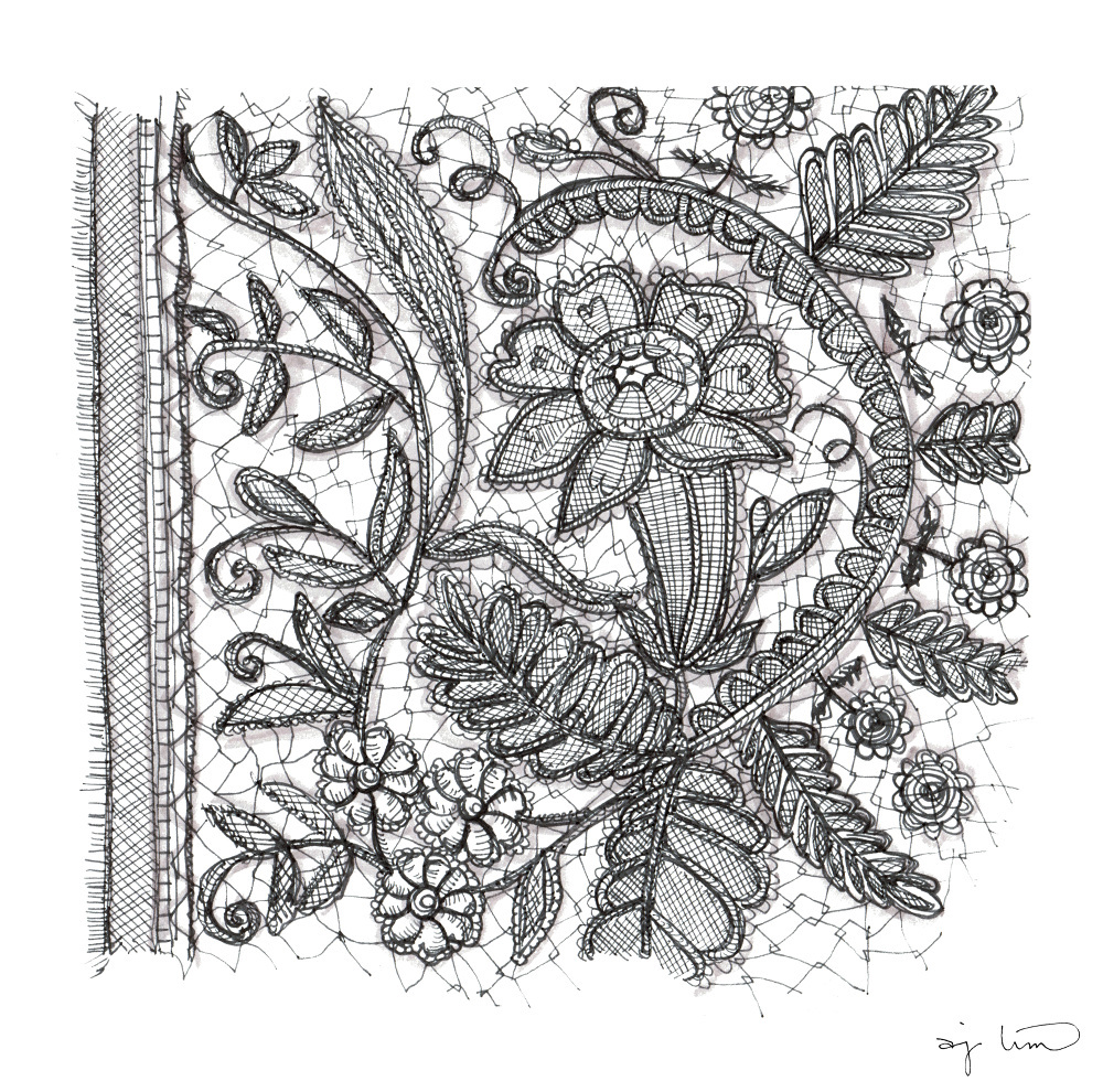 print and pattern lace textiles design art hand drawing hand illustration ink Bristol texture black and white