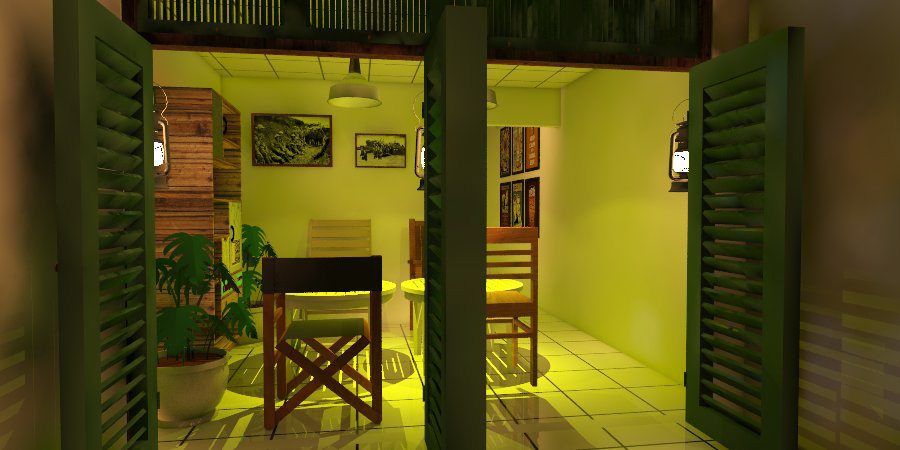 3D architecture cafe coffee shop Interior interior design 