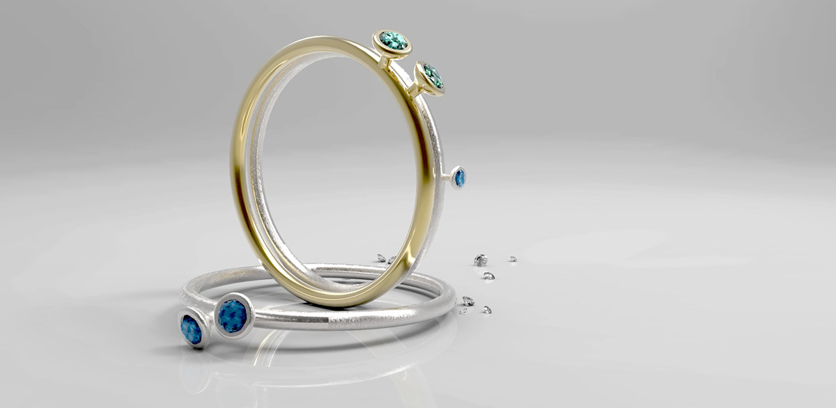 Rhino jewelry ring emerald design organic organism silver gold