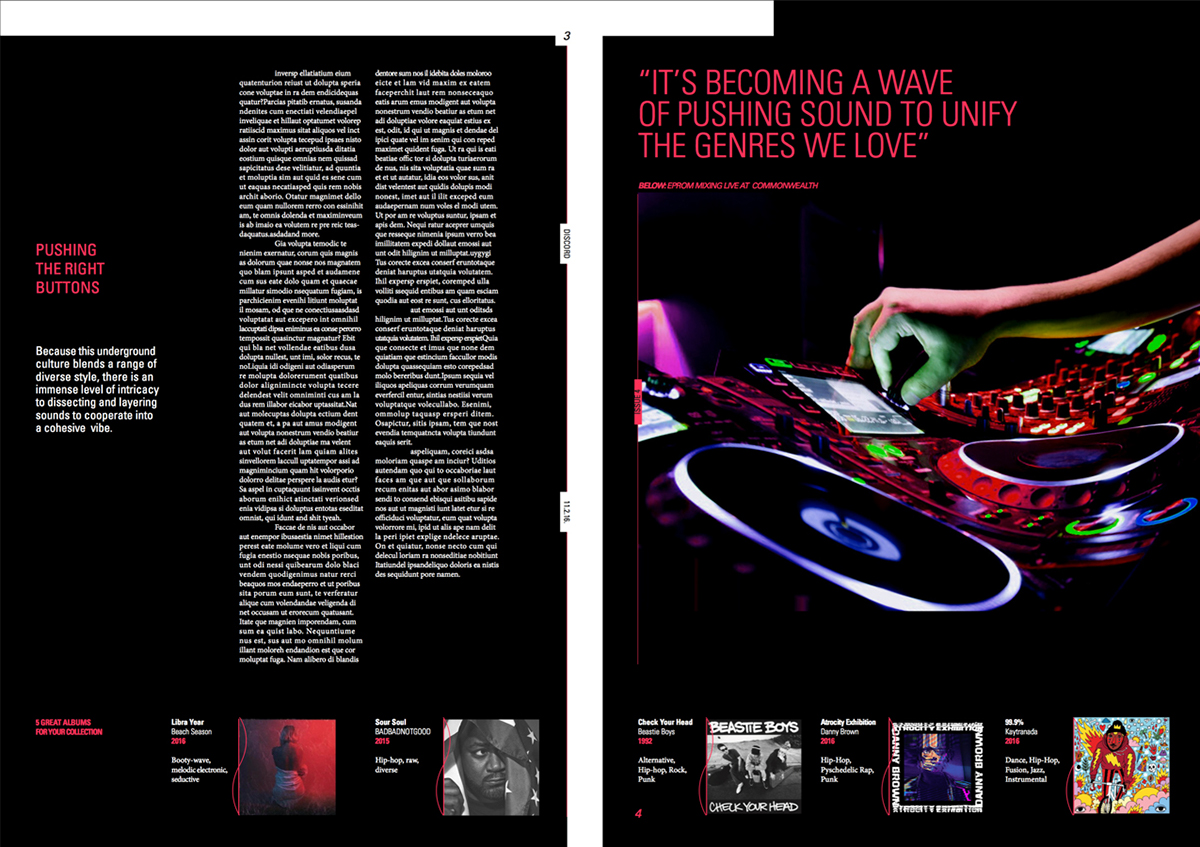 graphic design editorial typography   Layout music hiphop electronic calgary underground
