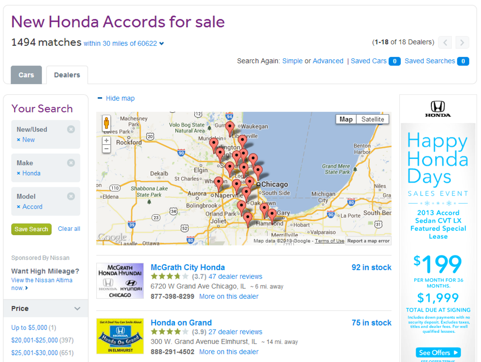 search grouping retail automotive