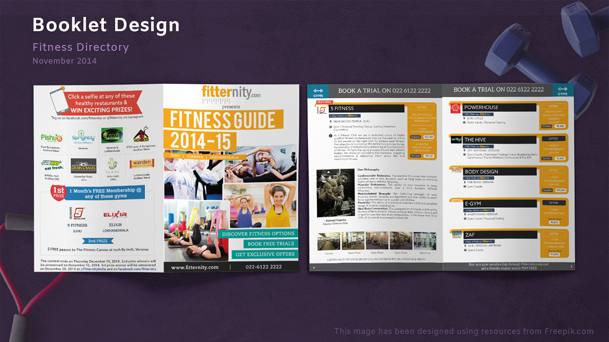 Booklet directory fitness graphic design  Guide gym print design 