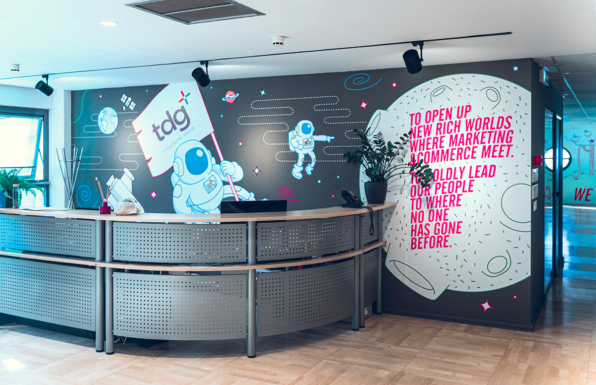 corporate Headquarters Interior Graphics Spatial Design TDG thinkdigital vinyl stickers