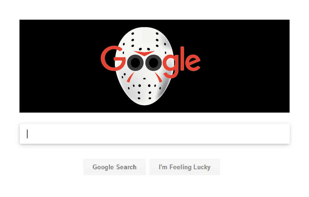 jason Friday The 13th horror mask google Google Doodle doodle black and red Holiday minimal