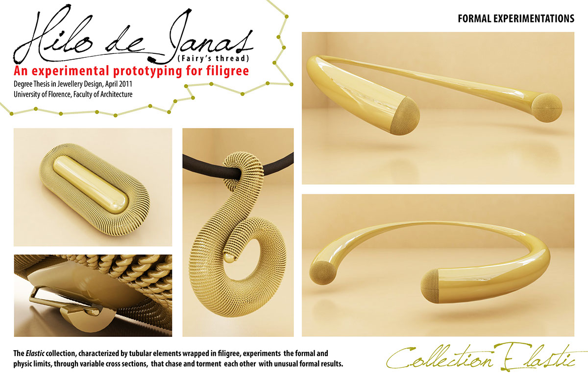 filigree filigrana gold formal experimentations Modern Design jewel collection of jewels parure prototype univercity