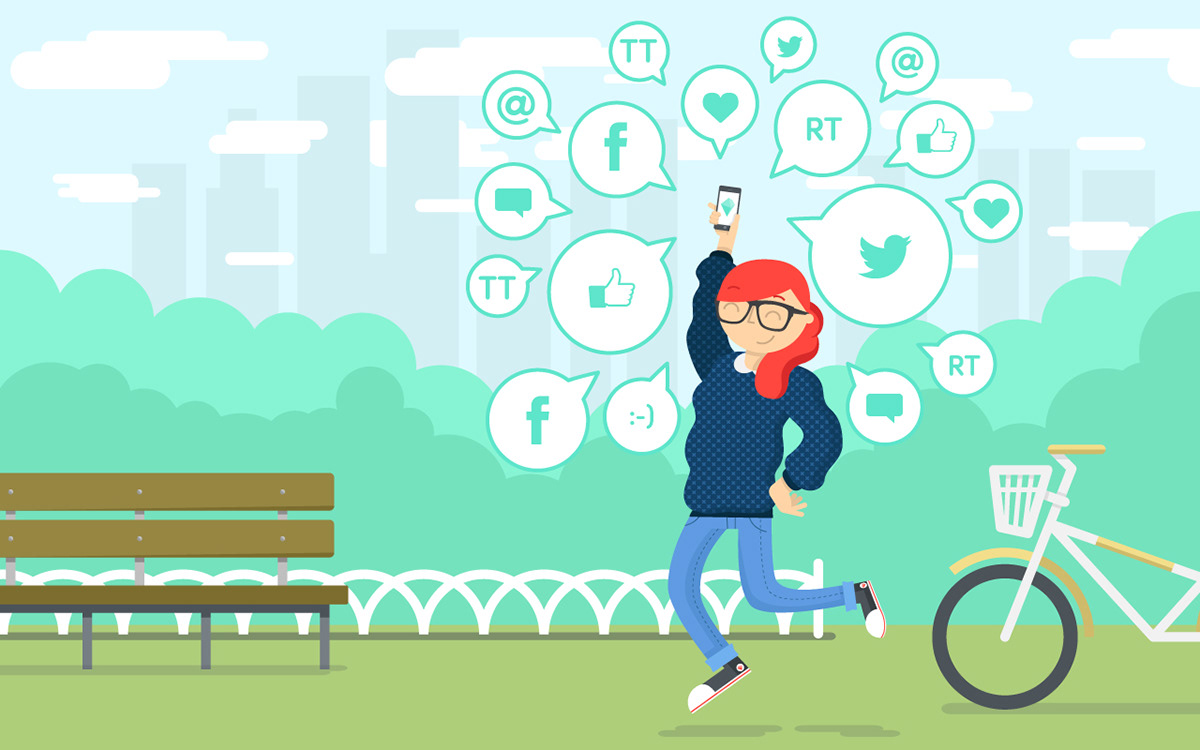 Vector Illustration flat social media community manager ILLUSTRATION  Character design 