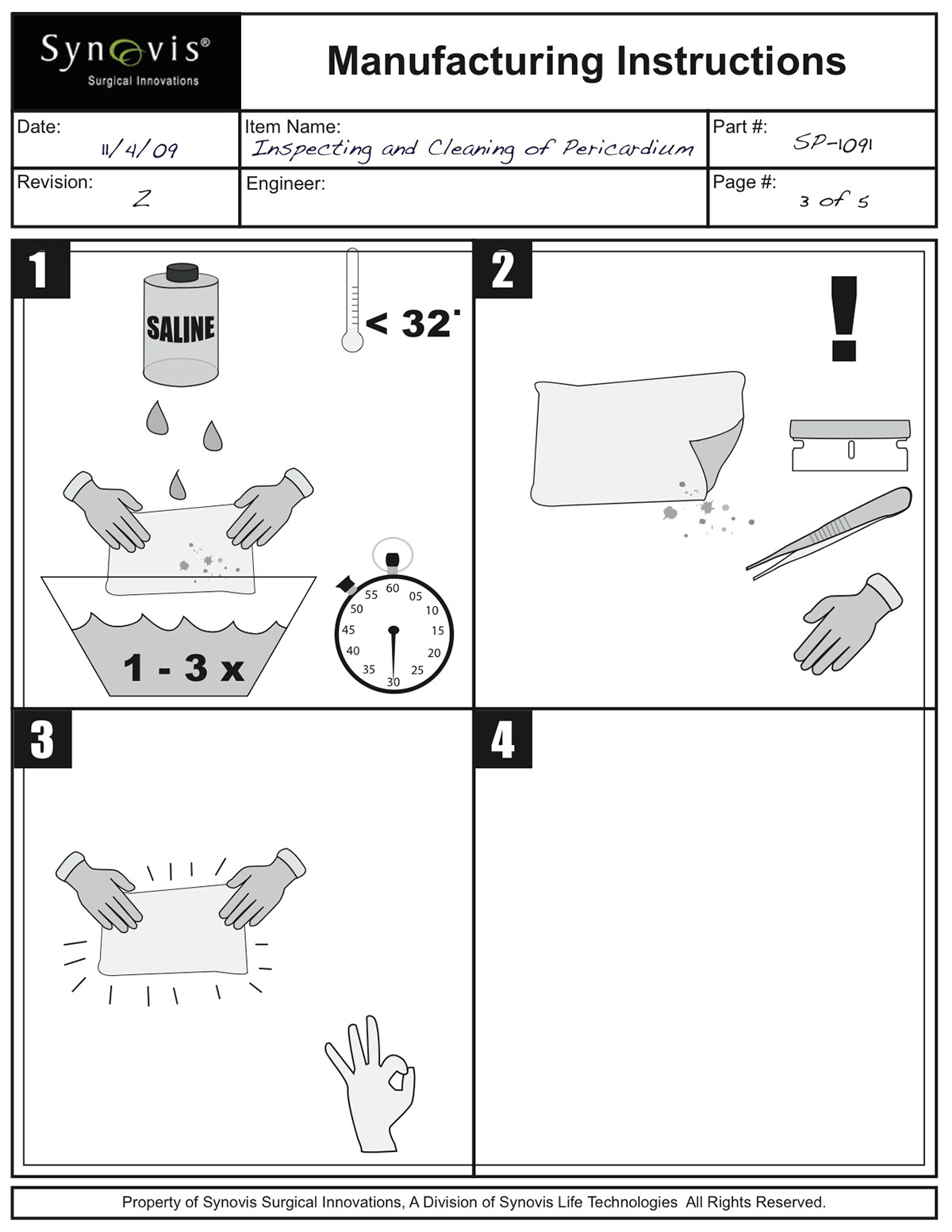 Synovis technical illustrations instructions Visual Aid process