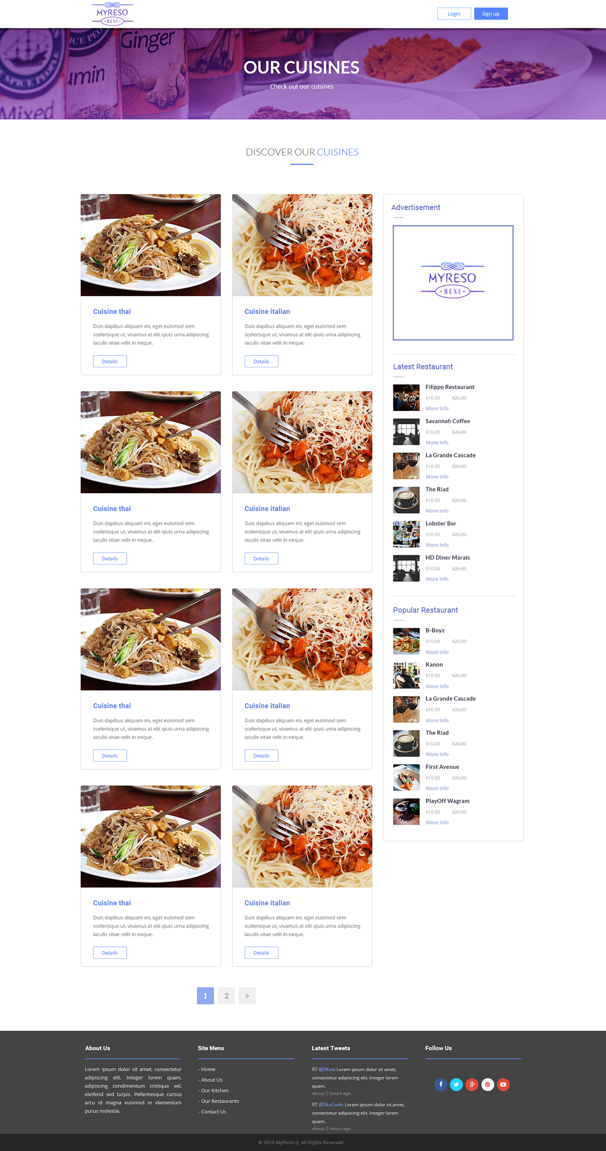 restaurants Web Design  UI ux