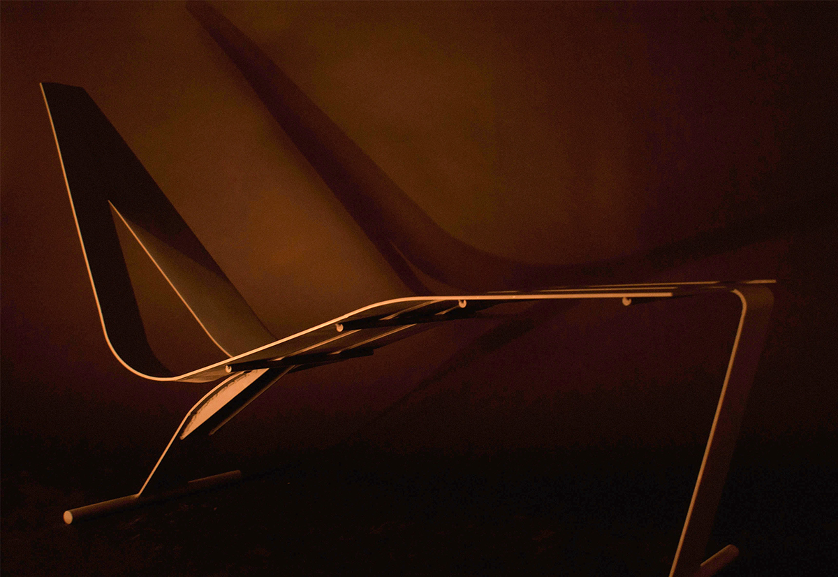Adobe Portfolio chair aero lounge airport steel chaise flex metal lines strips sleek furniture design product