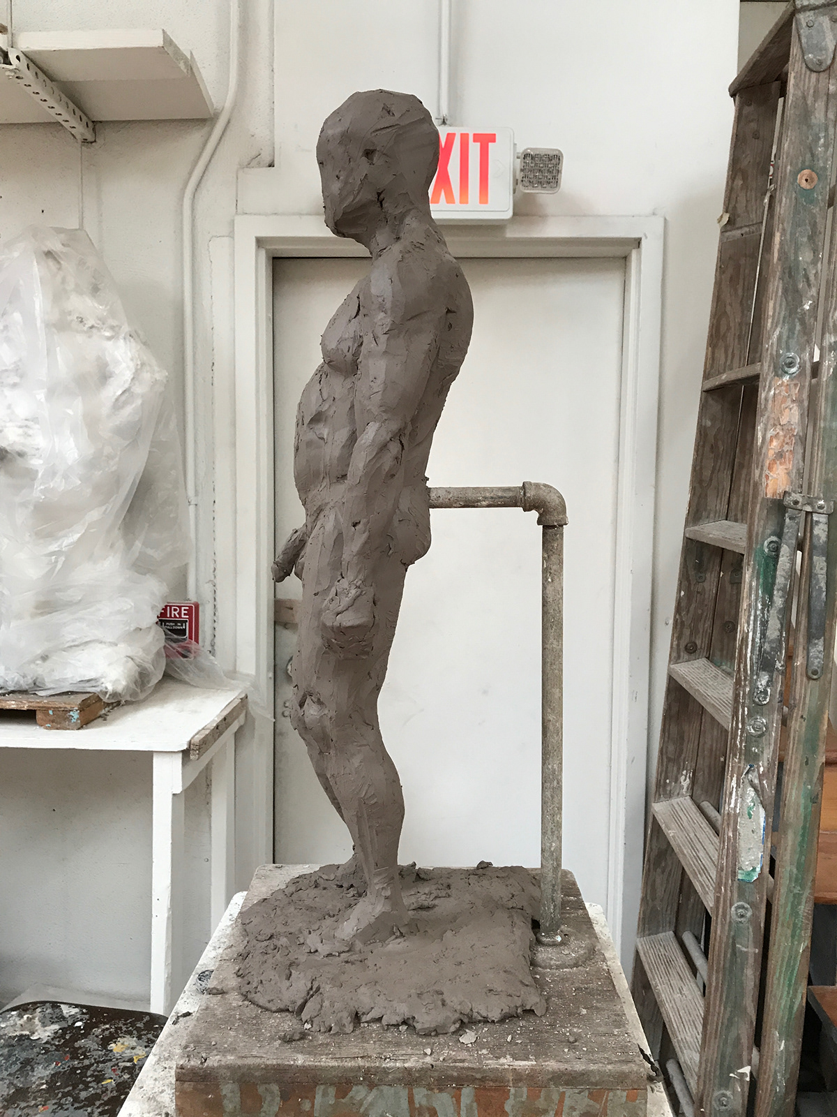 Observed sculpture sculpting  clay water based clay male figure gesture Posed study