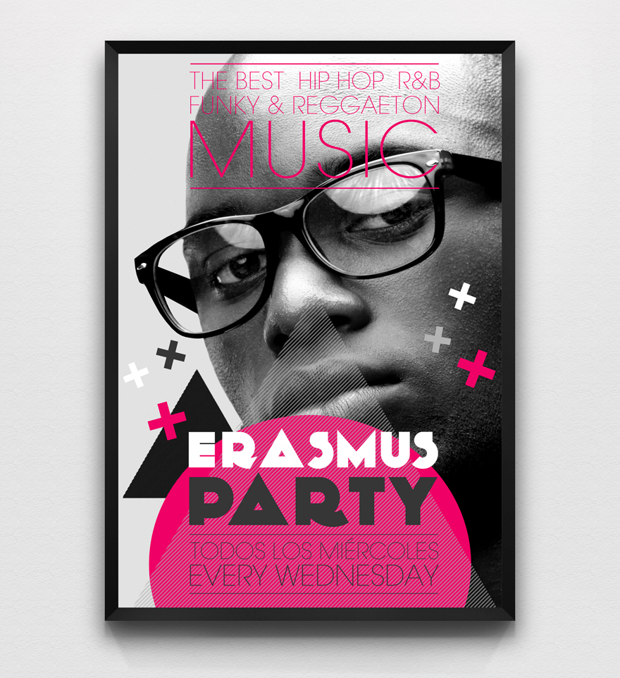 poster student party club hip hop funky erasmus modern bash International valencia disco Event