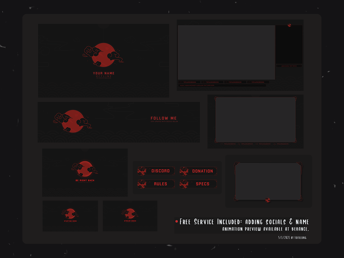 Red Black Aesthetic Cloud Twitch Stream Overlay on Behance