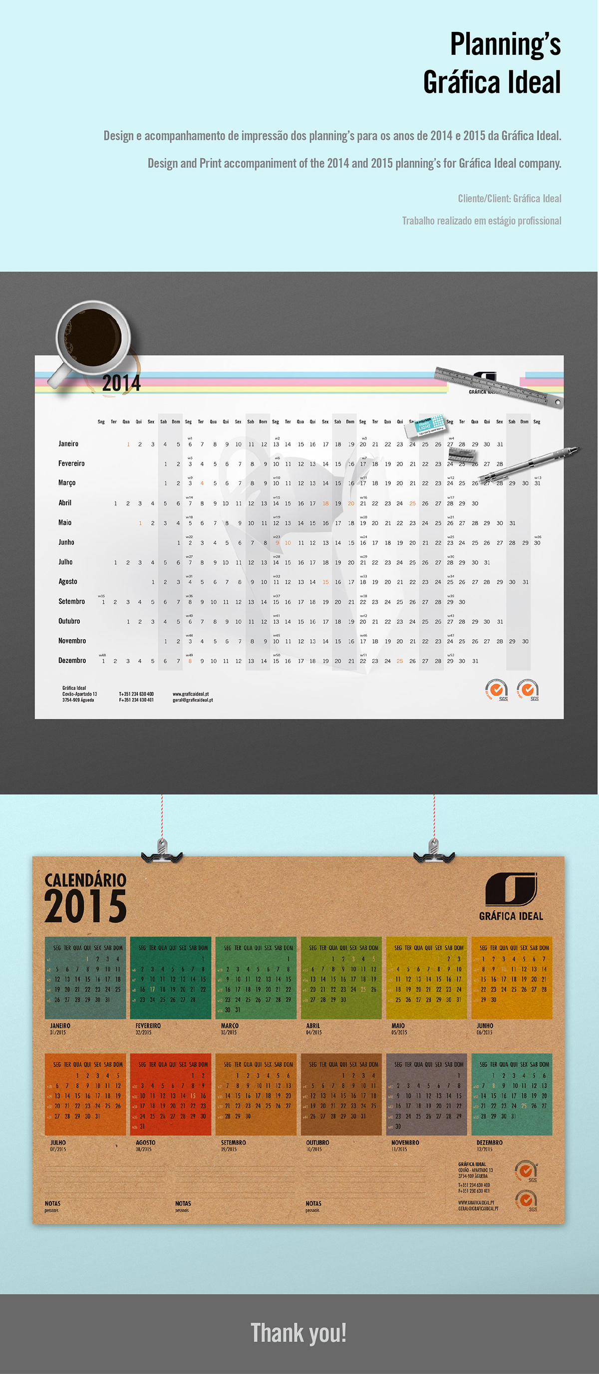 Plannning year 2014 year 2015 calendar Gráfica Ideal packaging company