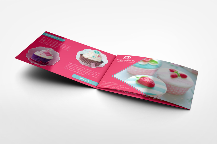 3xA5 a5 bakery cake chocolate cupcake delicious flyer minimalis modern print template