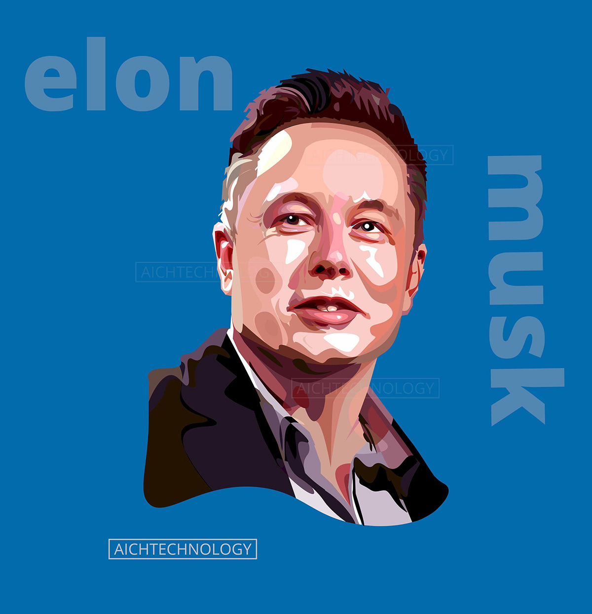 Elon musk pop art cartoon on Wacom Gallery