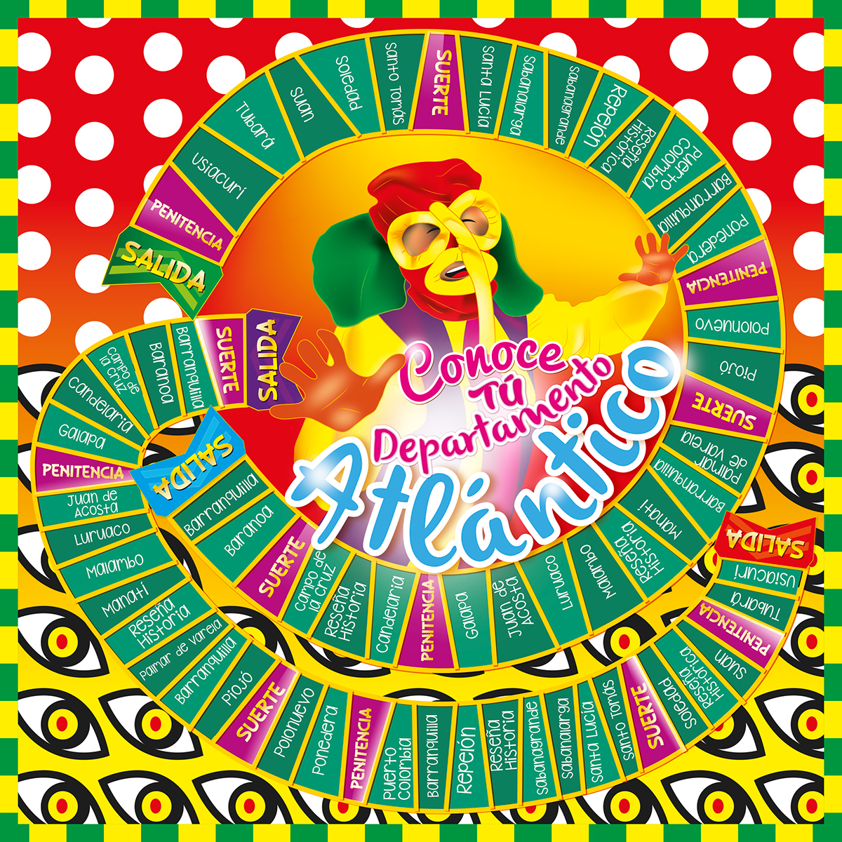 atlantico Carnaval barranquilla Departamento cultura folclor juego Didactico identidad corporativa ilustracion marimonda Puloy negrita