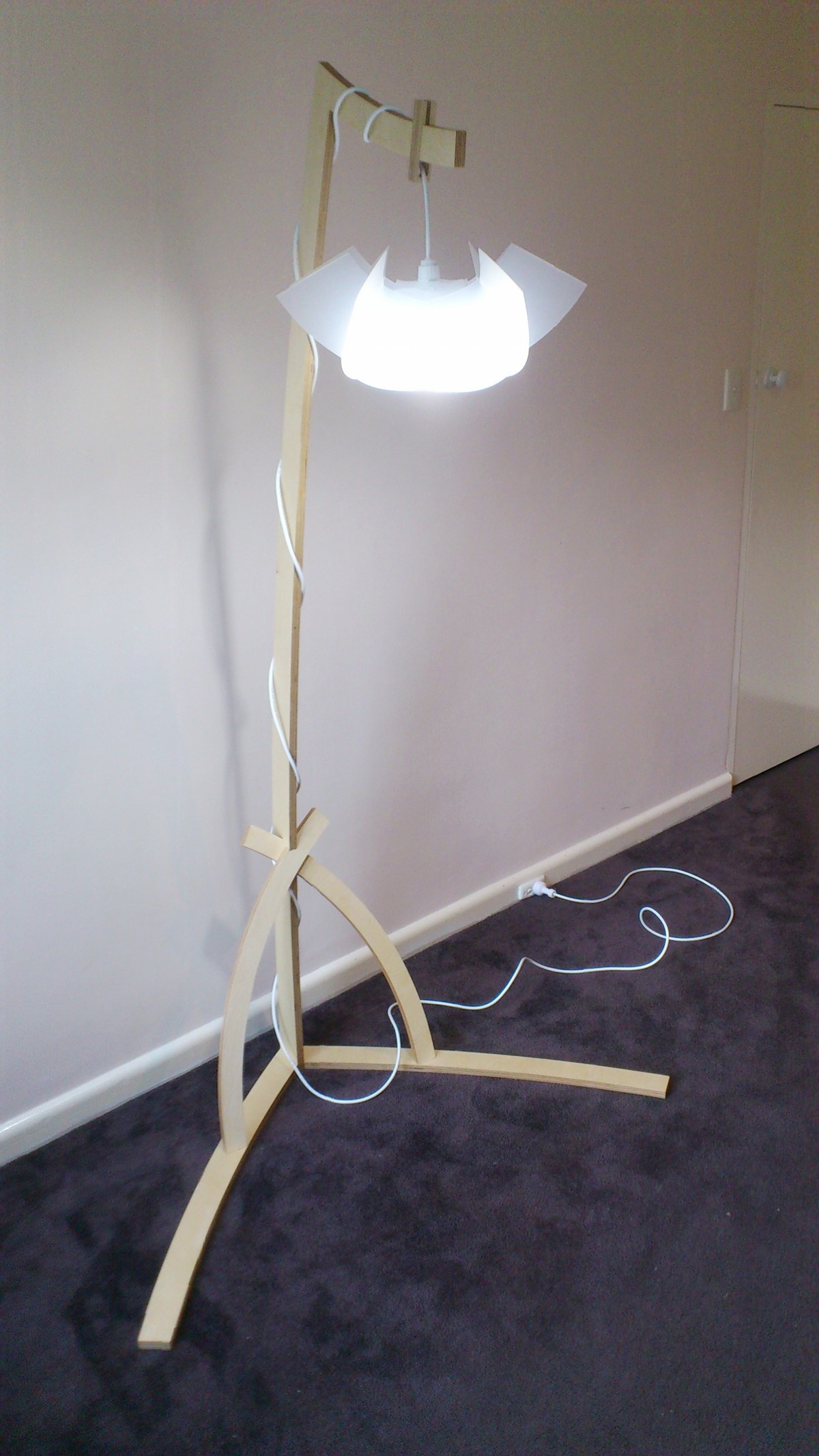 Lamp plywood cnc lighting led bulb tall digital fabrication polypropylene furniture