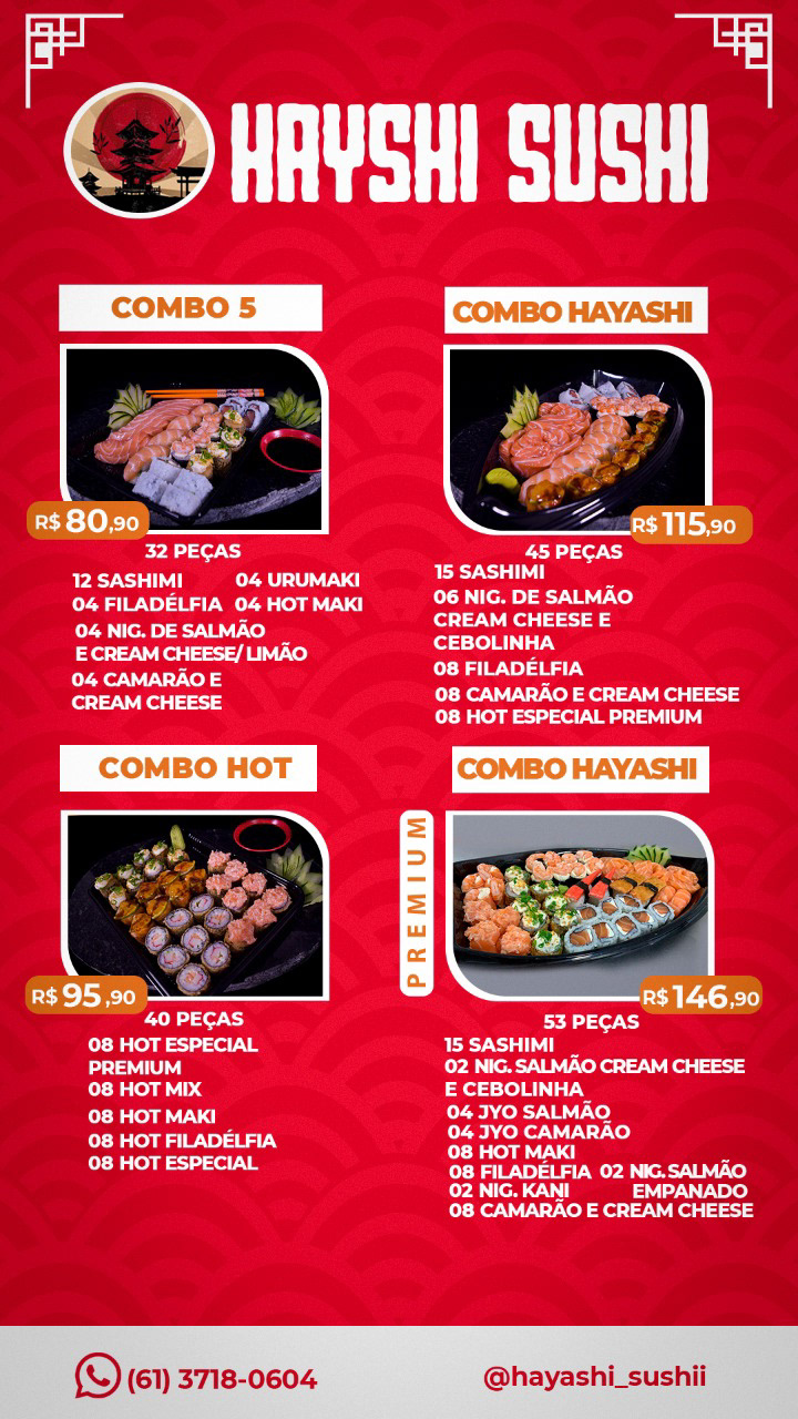 cardápio comida Fast food flyer hamburguer lasanha social media Sushi