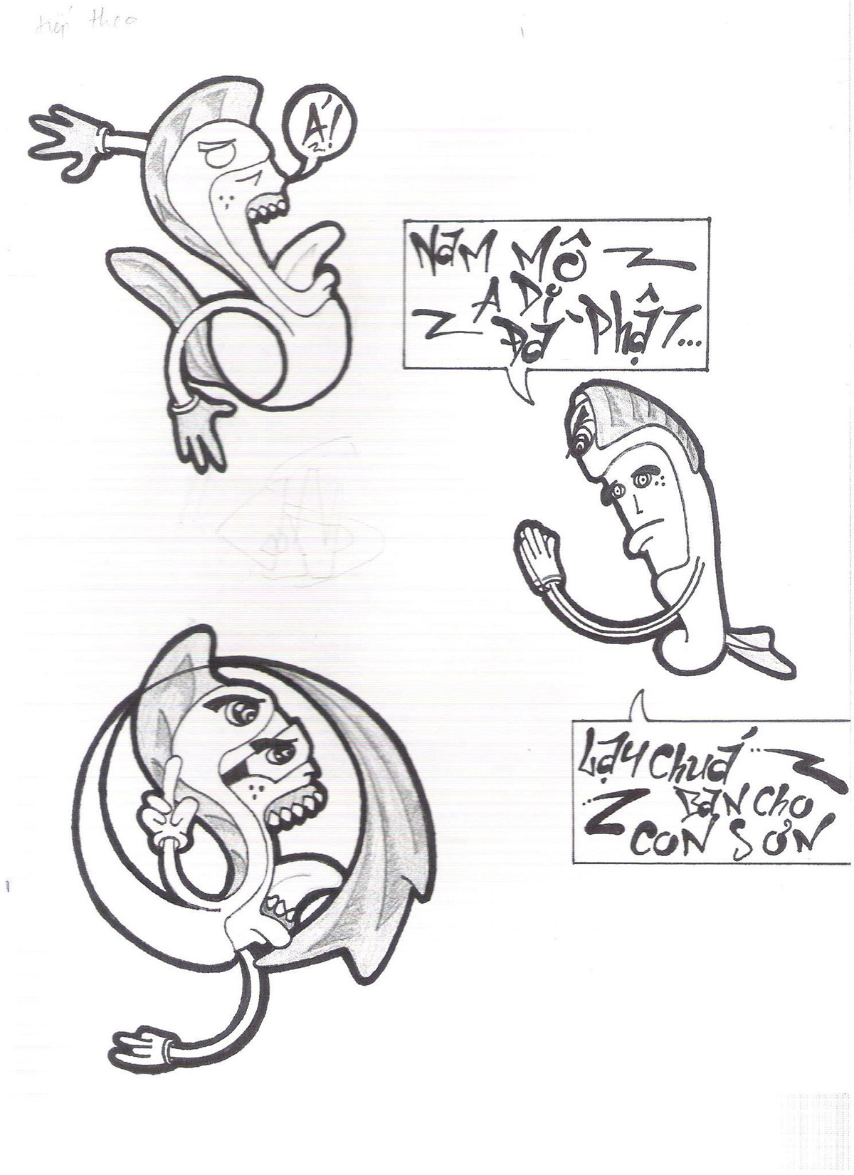 fish koi shark slug genie  comic Character